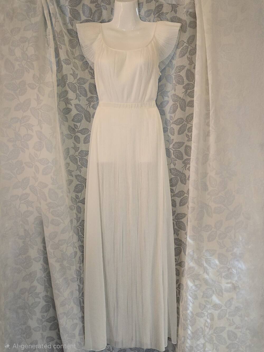 1950s Vanity Fair Pleated Sheer White Negligee - Picture 2 of 7
